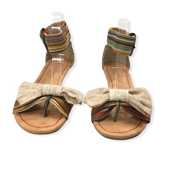 Rampage Low Wedge Sandal Size 9 Colorful Fabric Ankle Strap Darling - Picture 11 of 12